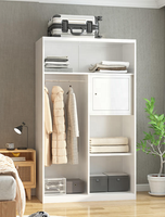 Armoire en acier imprimé avec miroir, barre de suspension verrouillable, étagères réglables, tiroir intégré et rail de glissière fluide pour chambre à coucher et maison