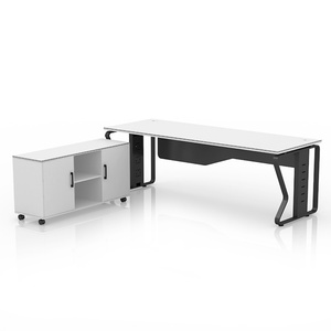 Wholesale L Shaped Executive Desk Modern Furniture Luxury Melamine White Manager <b>Office</b> Desk - Product Image 4