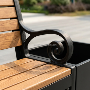 Panchina da Esterno in Acciaio Zincato <span class=keywords><strong>e</strong></span> WPC |   Panca Lunga da Parco Resistente alle Intemperie per Progetti Pubblici - Vendita all'Ingrosso - Product Image 2
