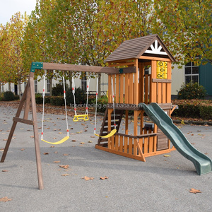 Set de juegos de madera para patio trasero, columpio de madera creativo para exteriores, escalera, cuerda para trepar, set de juegos de madera para jardín infantil, columpio para niños - Product Image 3