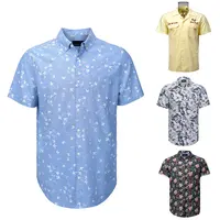 Fast Delivery Men's Casual Shirt 100% Cotton Short Sleeve Print Oxford Shirt For Men
