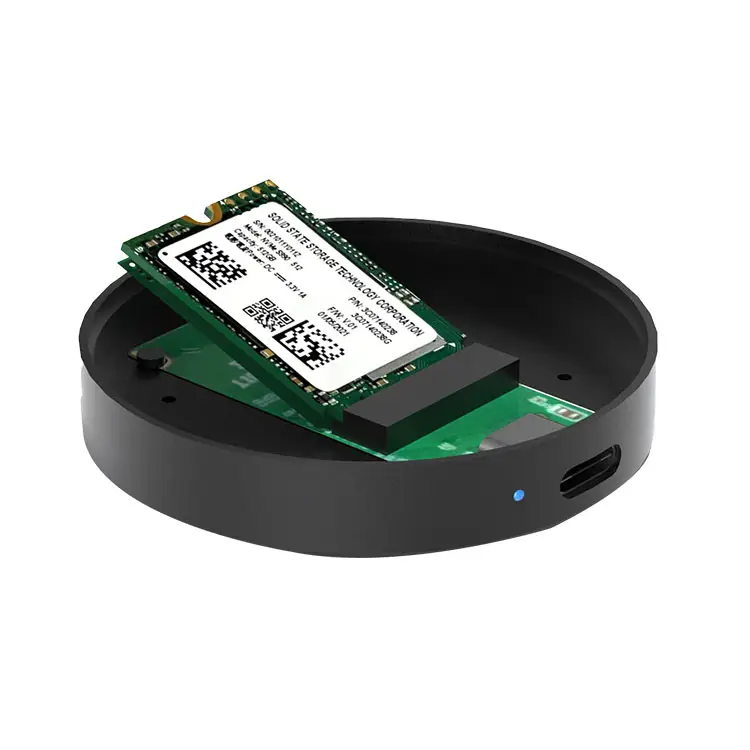 PORTABLE MINI ROUND MAGNETIC ATTACH M.2 SSD NVMe NGFF ENCLOSURE 10Gbps 22/30 SSD FOR MOBILE LATOP STORAGE EXPANSION