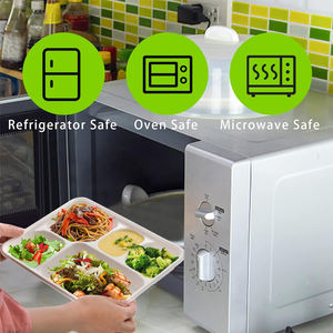 Natural Disposable Sugarcane Bagasse <strong>Lunch</strong> <strong>Trays</strong> 4 5 Compartment Biodegradable Compostable Paper Plates - Product Image 6