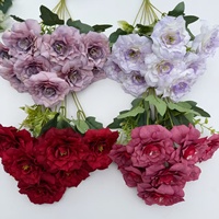 Boules de fleurs artificielles en soie PT-R172 pour centres de table de mariage, 9 têtes, vente en gros