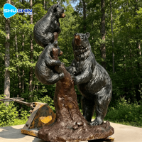 Statue de Famille d'Ours en Bronze, Sculpture Métallique Moulée sous Pression, Décoration de Jardin, Patine Traditionnelle Antique, Sculpture Décorative pour Forêt