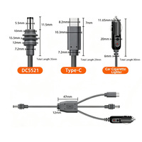 Câble répartiteur 3 voies USB-C pour allume-cigare DC 5.5x2.1mm, adaptateur d'alimentation 12V 24V pour voiture, extérieur, OEM