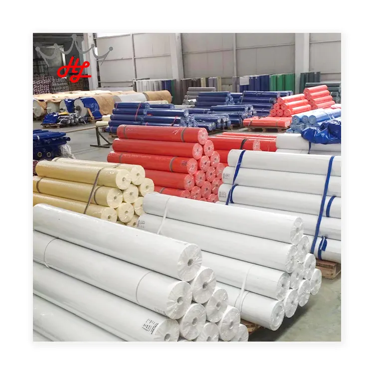 HL Factory Price PVC Tarpaulin Waterproof Stock Lot PVC Coated Tarpaulin Roll Tent Material