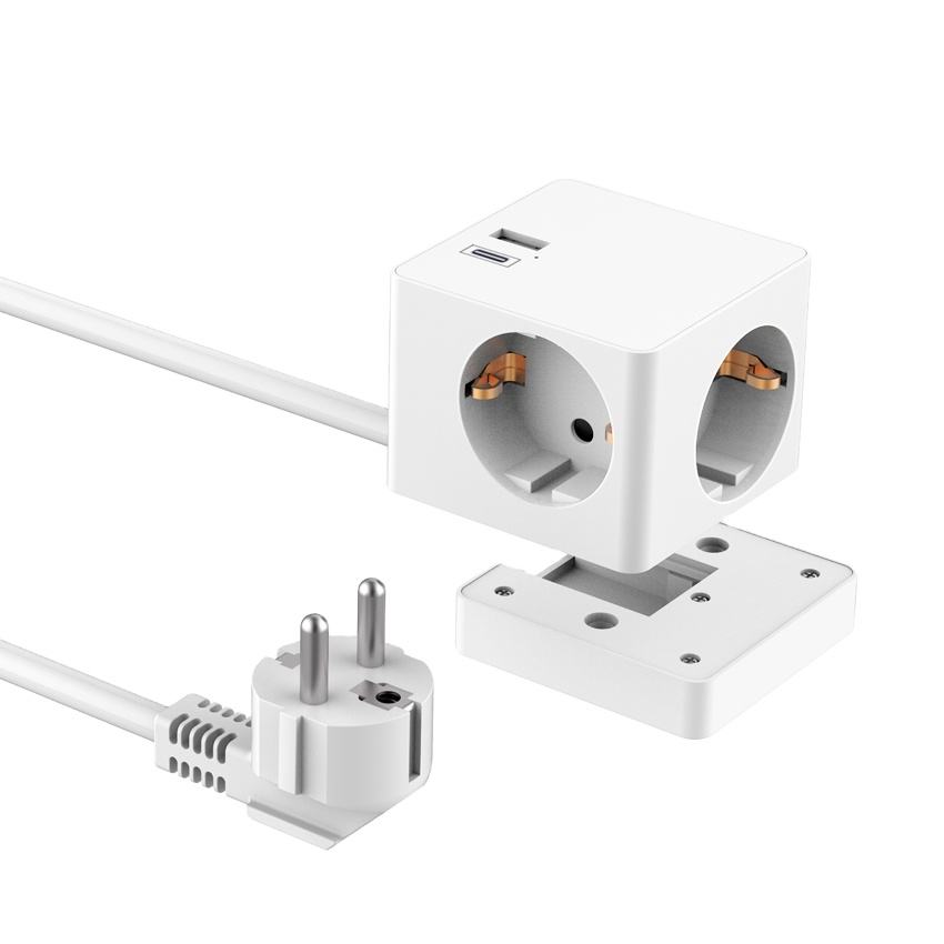 1USB 1 type C ,PD20W,With 2meters power cord,,white