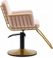 Nouveau Fauteuil de Coiffure Doré Pivotant à 360° avec Siège en Cuir et Cadre en Acier Inoxydable pour Coiffeur, Barbier et Salon de Beauté
