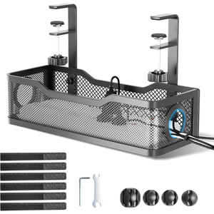 Cesta organizadora metálica <span class=keywords><strong>para</strong></span> cables, superventas al por mayor, <span class=keywords><strong>para</strong></span> gestión de cables en escritorios, cocinas, baños y escritorios de pie. - Product Image 2