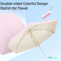 Parapluie portable mini capsule 6 baleines avec revêtement coloré, logo personnalisé OEM, protection solaire et pluie, pour l'été, esthétique et branding professionnel