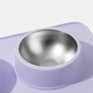 Comedero y Bebedero Doble para Perros y Gatos, de Acero Inoxidable, Antiderrames y Antideslizante, con 2 Tazones y Alfombrilla de Silicona para Lamer, Personalizado de Fábrica - Product Image 4