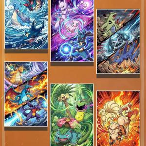Tableau d'art animé Pokémon DM, carte décorative de collection, figurine de dessin animé Pikachu Eevee Charizard à afficher - Product Image 5