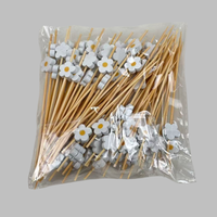 100pcs blanc fleur de prunier bambou brochette naturel Sandwich Dessert bâtons pour réunion de famille