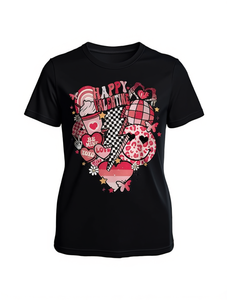 T-Shirt da Donna per San Valentino, Manica Corta, Collo Tondo, Stampa Cuore, Gelato e Caramelle, Design Carino, Abbigliamento Casual per Tutte le Stagioni - Product Image 1