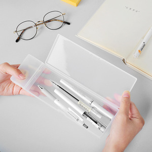 Estuche de plástico transparente para lápices, tamaño pequeño, estilo japonés minimalista esmerilado, para escuelas, oficinas, regalo de papelería para estudiantes - Product Image 1