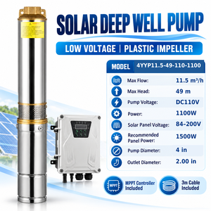 Bomba Sumergible Solar QY de 4 Pulgadas, 110V, 1100W, 11.5 m³/h, 49m de Altura, Impulsor de Plástico - Product Image 1