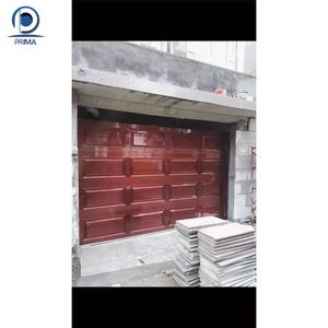 Porte de <span class=keywords><strong>garage</strong></span> sectionnelle en aluminium Prima Deep Red Wood Grain Rectangular Panel, isolée, pour villa, taille personnalisée - Product Image 6