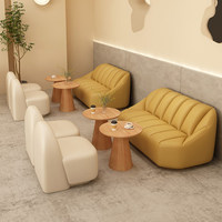 Meubles de restaurant, café, pâtisserie, salon de thé, boutique de gâteaux, style moderne minimaliste, personnalisable, en PU, tables et chaises carrées.