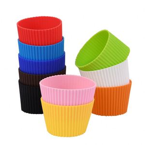 Manchon de tasse à café en silicone résistant à la chaleur, antidérapant, réutilisable, couleurs assorties, protection pour bouteille en verre et tasse, directement de l'usine - Product Image 4