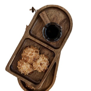 ถาดไม้แบ่งช่อง ถาดขนมหวานไม้เนื้อแข็ง สำหรับเสิร์ฟกาแฟ ชา โรงแรม - Product Image 5