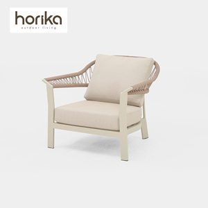 Sofá de Jardín Moderno para Hotel, Sofá de Exterior de <span class=keywords><strong>Metal</strong></span> y Cuerda, Muebles de Patio para Villa de Lujo, Resistentes a la Intemperie, Conjunto de Muebles de Jardín para Resort - Product Image 3