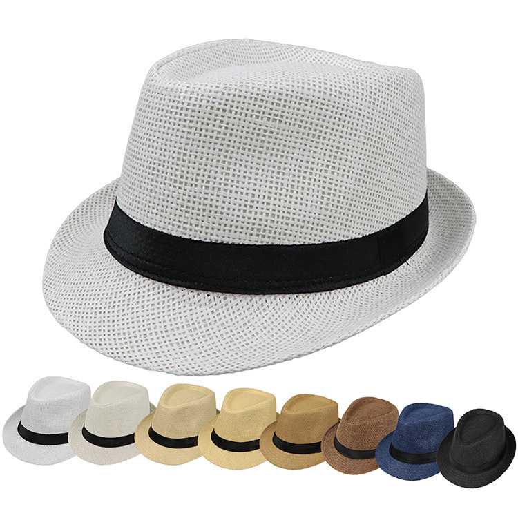 Benutzer definiertes Logo Summer Beach Strohhut Jazz Panama Cowboy Fedora Hut Outdoor Frauen Männer Sonnenhut