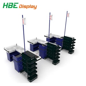 Mesa de Caixa de Supermercado com Expositor de 3 Lados para Balcão de Caixa - Product Image 1