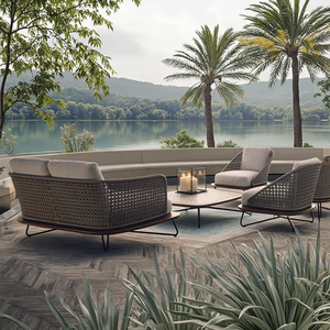 5 piezas sofá jardín <span class=keywords><strong>Oslo</strong></span> esquina todo Metal exterior teca madera jardín sofá seccional conjunto teca exterior jardín Patio 2 plazas sofá - Product Image 4