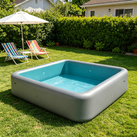 Piscine gonflable géante portable en PVC gris personnalisée pour l'extérieur, avec technologie Drop-Stitch