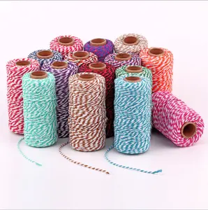 Cuerda de algodón trenzada para manualidades, hilo de algodón de color macramé de 2mm, colorido
