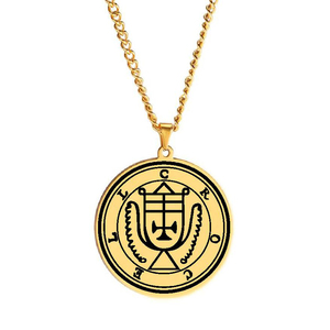 Sceaux d'or des 72 esprits, la clé inférieure de Salomon, le roi Asmoday, origines du démon, goétie 49-60, collier pendentif en acier inoxydable - Product Image 6