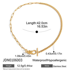 Collar de acero inoxidable con placa de oro de 18 quilates, nudo de diseño clásico de Hércules, collar asimétrico con cierre OT - Product Image 6
