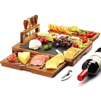 Ensemble cadeau de planches à fromage et charcuterie en acacia de qualité supérieure, plateau à fromage artisanal pour des cadeaux de déménagement uniques