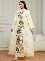 Robe longue élégante brodée, coupe ample et féminine, style ethnique musulman de Dubaï, respirante pour l'été, grande taille, longueur au sol