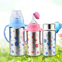 Biberon en acier inoxydable pour bébé, mains libres, sublimation anti-colique, vente en gros