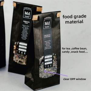 Bolsa de Papel Kraft para Granos de Café con Cierre Metálico, Material Plástico OPP con Ventana y Logotipo Personalizado, Empaque de Alimentos para Almacenamiento en Papel Kraft - Product Image 3