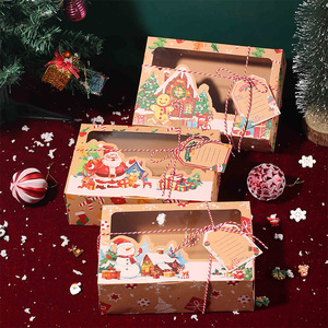 DAMAI Christmas European Style New Kraft Paper Cookie Box Square Christmas Gingerbread Candy Gift Color PVC Window Cookie Box - Product Image 3