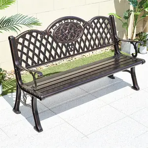 Modern leisure garden die cast metal outdoor commercial comfort bench park cast aluminum bench leg die cast aluminum bench