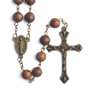 <span class=keywords><strong>Di</strong></span> alta qualità 8mm <span class=keywords><strong>perle</strong></span> <span class=keywords><strong>di</strong></span> <span class=keywords><strong>legno</strong></span> croce collana religiosa vergine maria antico bronzo rosario in acciaio inox catene perla principale regalo - Product Image 4