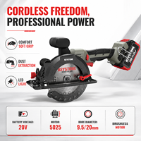 Scie circulaire sans fil 20V à moteur brushless 5025 avec poignée souple, extraction de poussière et éclairage LED pour la découpe du bois