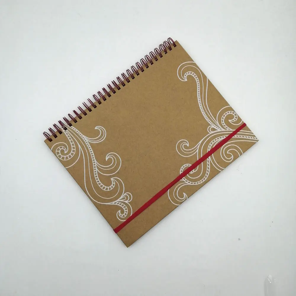 2021 Kraft Paper Cover Spiral Notebook With Red Elastic Band