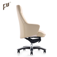 Chaise de bureau exécutive moderne à dossier haut en cuir marocain, structure en bois, base en alliage d'aluminium, mécanisme synchronisé, hauteur de siège réglable