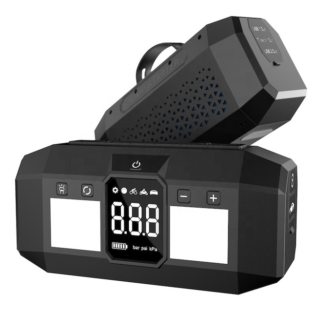 Emergency Portable Jump Start Power Bank Booster Jumper 12v Car Battery Jump Starter with air Pump Inflator air Compressor