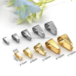 Stainless Steel Pinch Bail Gold Silver Snap Open Bail, Pendant Clips for Necklace Bail Clasp for Jewelry Making