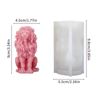 Moule à bougie en silicone en forme de lion 3D, moule animal, moule à cire fait à la main, fournitures d'artisanat