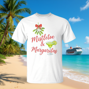 T-shirt Tri Blend Mistletoe And Margaritas pour les vacances de Noël à la plage et les croisières - Product Image 1