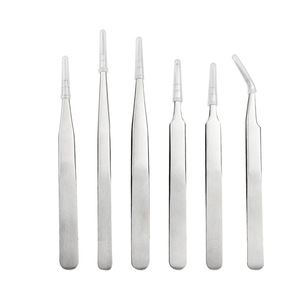 Pince à cils en acier inoxydable, pointue et courbée, pour outils de réparation d'extensions de cils - Product Image 1