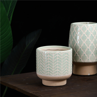 Pots de plantes pour chiens en céramique faits à la main en grès à motif géométrique moderne Vase de table créatif pour la décoration de la maison