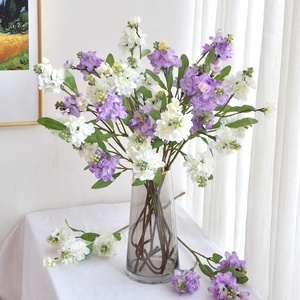 Violetta Artificiale a 3 Rami - Fiori Finti per Decorazioni Domestiche in Stile Cinese Moderno e Allestimenti per Corridoi Nuziali - Product Image 2